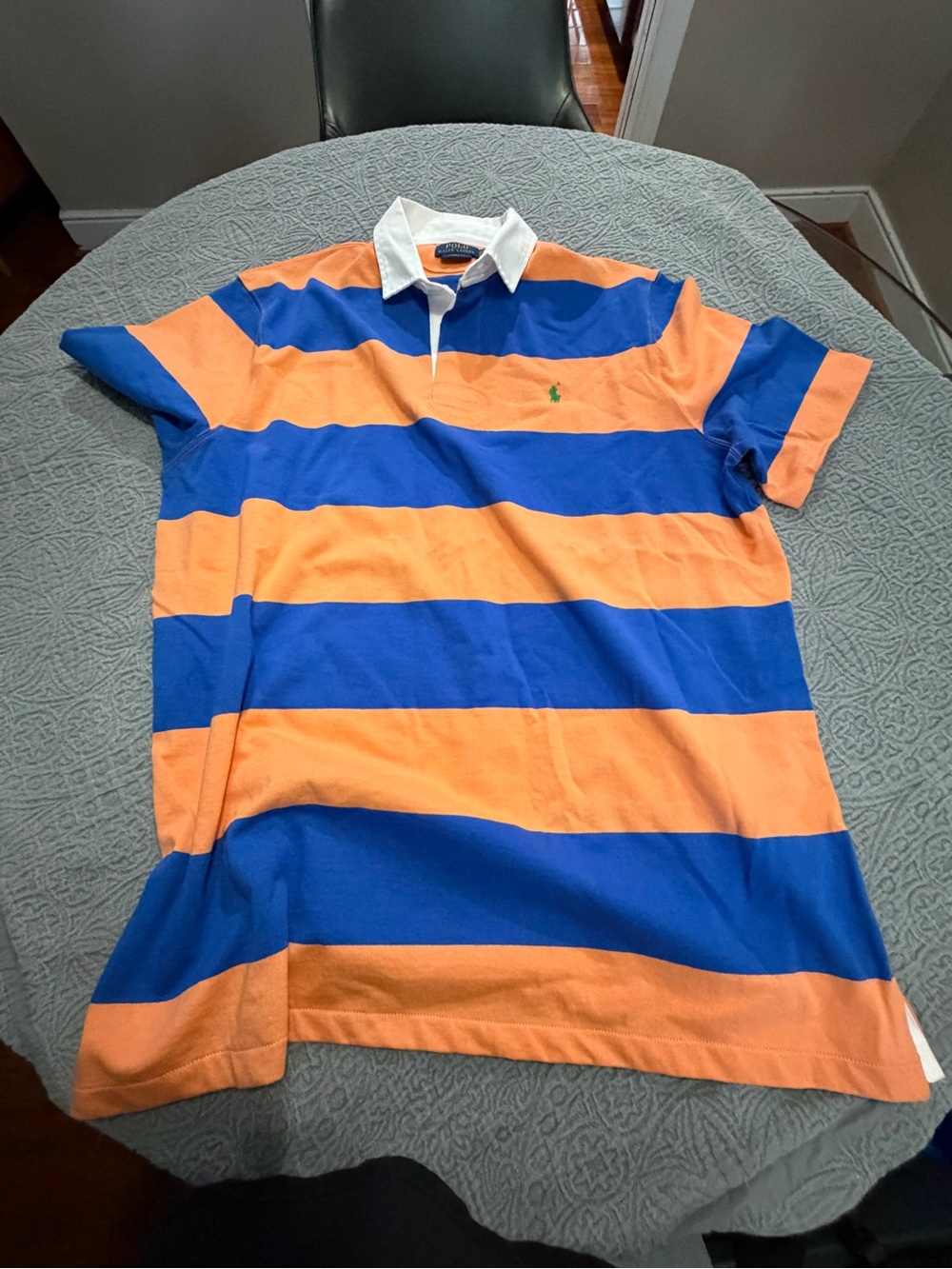 Ralph Lauren Orange, Blue & White Striped Polo Shirt